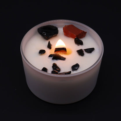 Chakra Crystal Candle – Root Chakra | Red Jasper, Black Agate & Black Oud