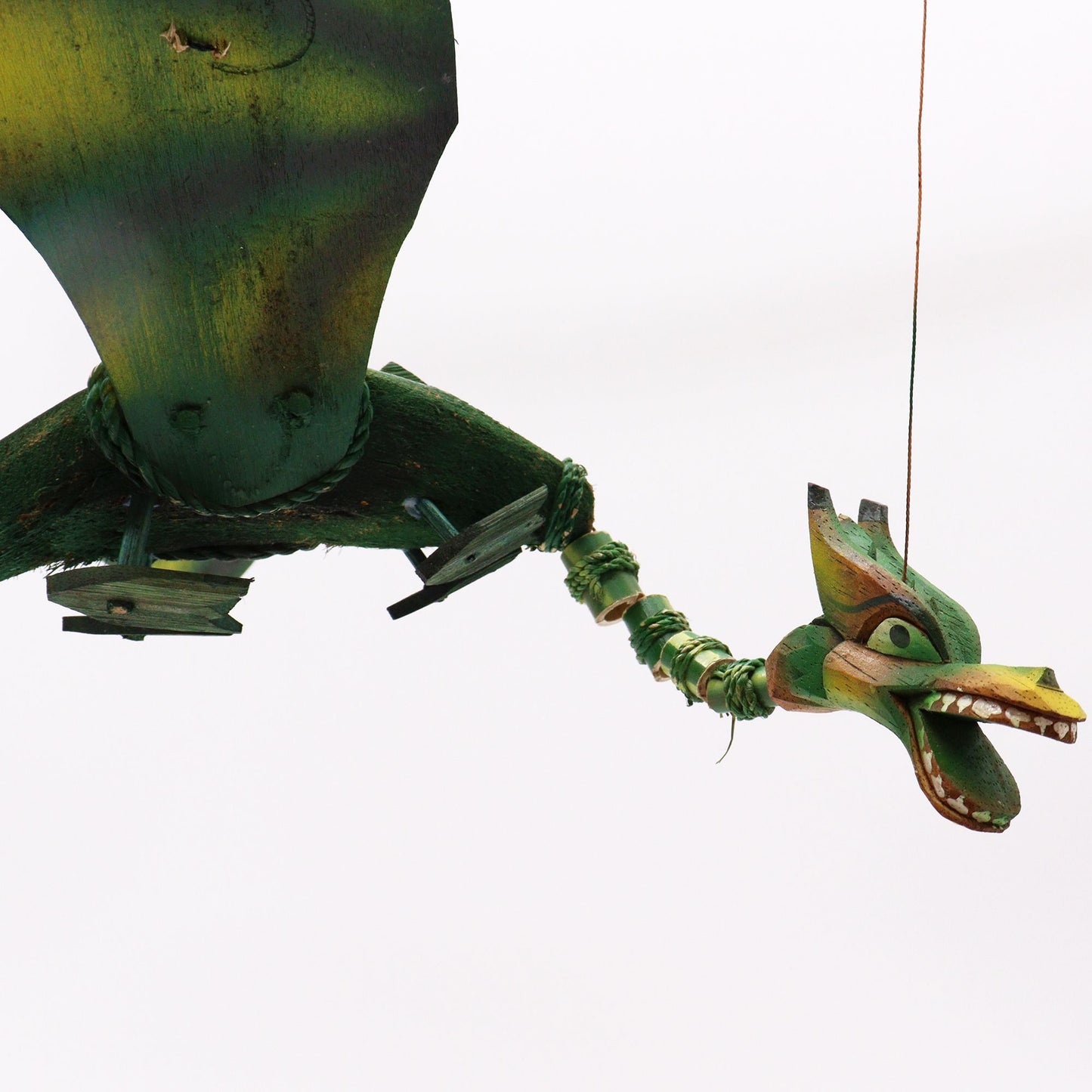 Green Coconut Dragon Wind Chime Mobile 37cm – Handmade in Indonesia | Garden Decoration