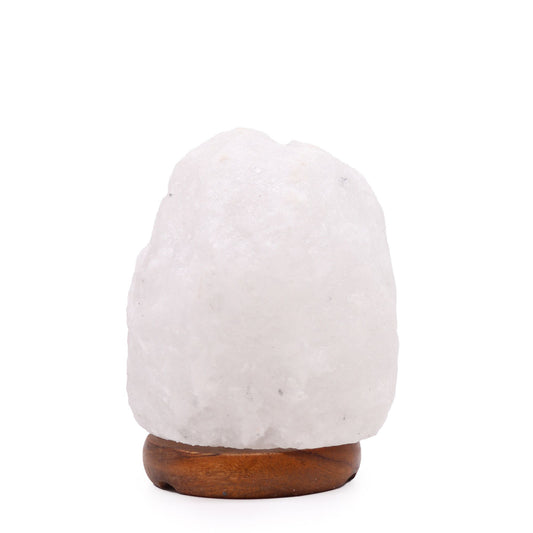 Crystal Rock Himalayan Salt Lamp with Wooden Base – 1.5–2kg