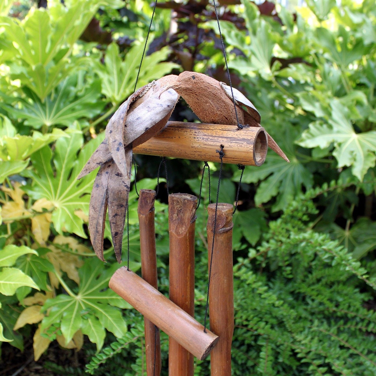 Coconut Twin Birds Wind Chimes – Handmade Natural Garden Decoration