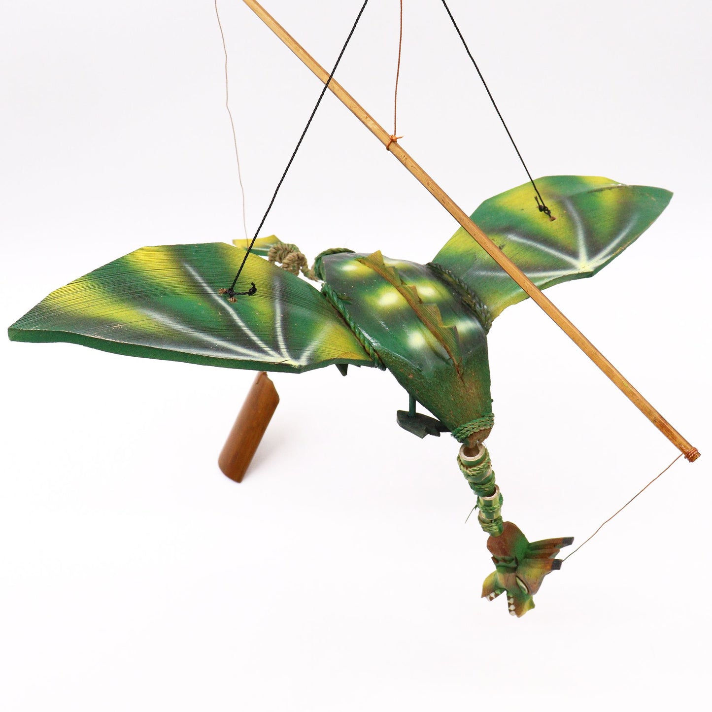 Green Coconut Dragon Wind Chime Mobile 37cm – Handmade in Indonesia | Garden Decoration