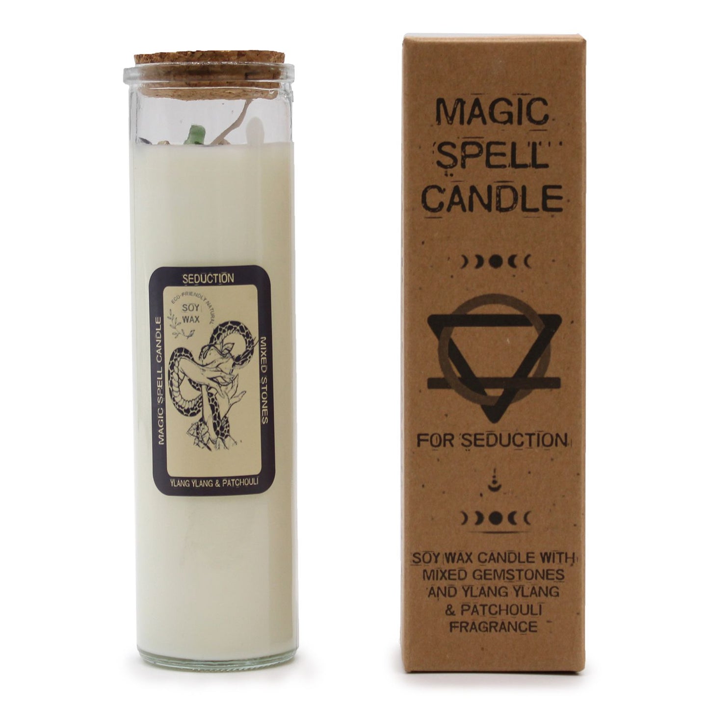 Magic Spell Candle – Seduction | Mixed Gemstones, Ylang Ylang & Patchouli
