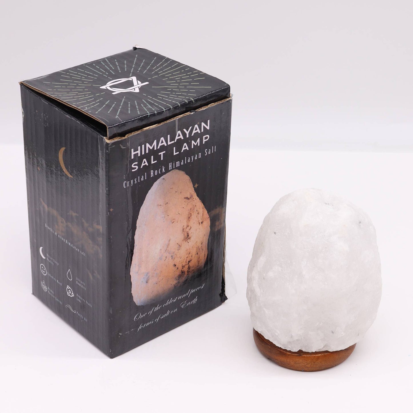 Crystal Rock Himalayan Salt Lamp with Wooden Base – 1.5–2kg