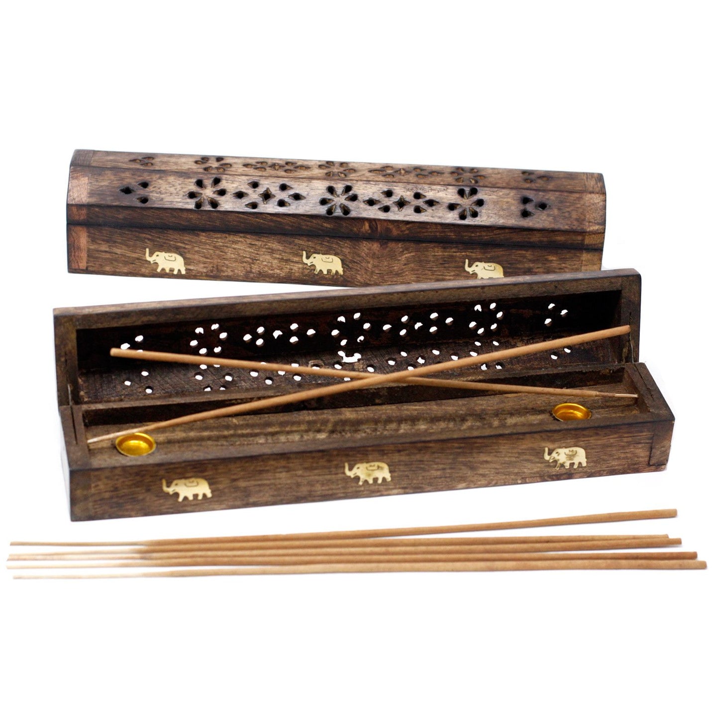 Incense Gift Set | Mango Wood Elephant Box Burner & 5x Nag Champa