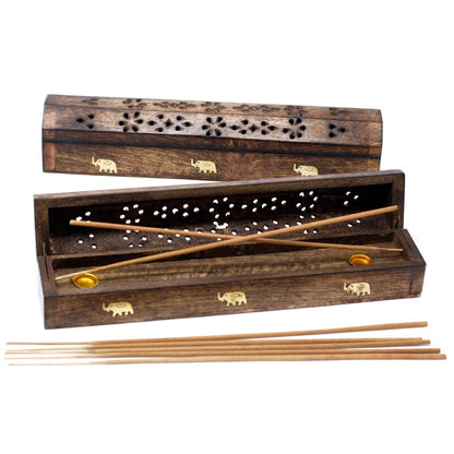 Incense Gift Set | Mango Wood Elephant Box Burner & 5x Nag Champa