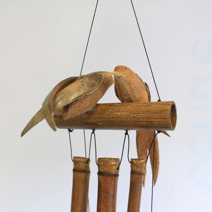 Coconut Twin Birds Wind Chimes – Handmade Natural Garden Decoration