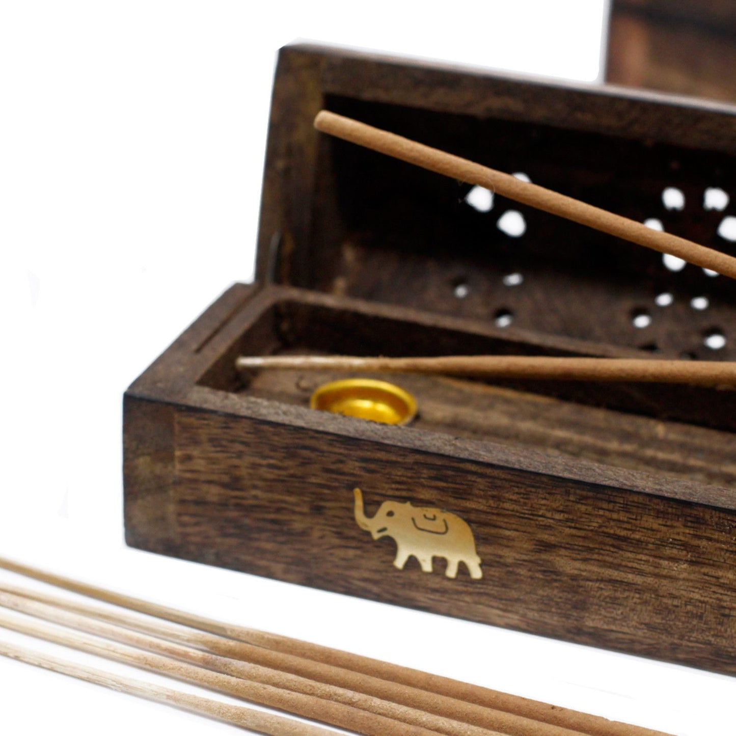 Incense Gift Set | Mango Wood Elephant Box Burner & 5x Nag Champa