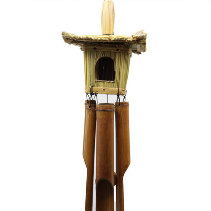 Square Seagrass Bird Box with Chimes 49x15cm – Natural Handmade Garden Decoration