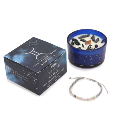 Zodiac Crystal Candle with Gemstone Bracelet – Gemini | Oriental Tiger's Eye