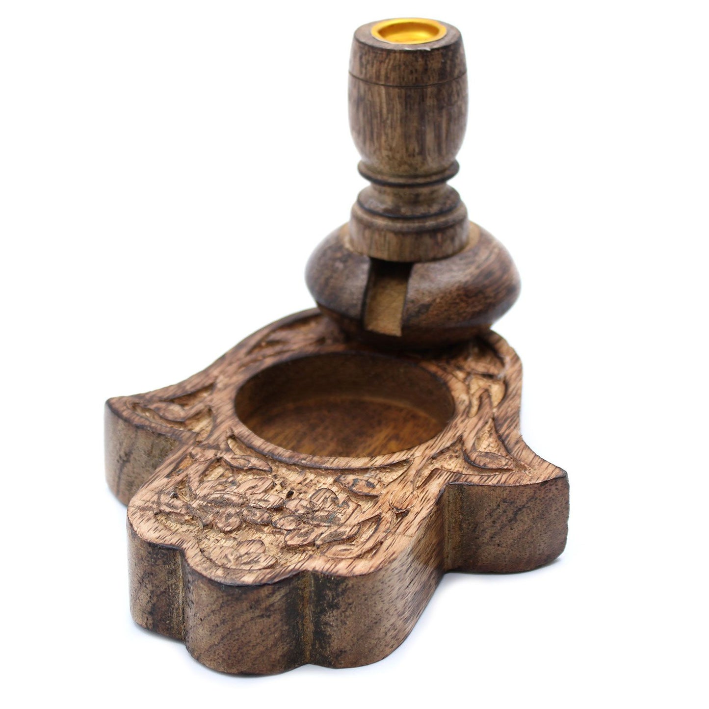 Sm Mango Wood Backflow Incense Burner - Hamsa