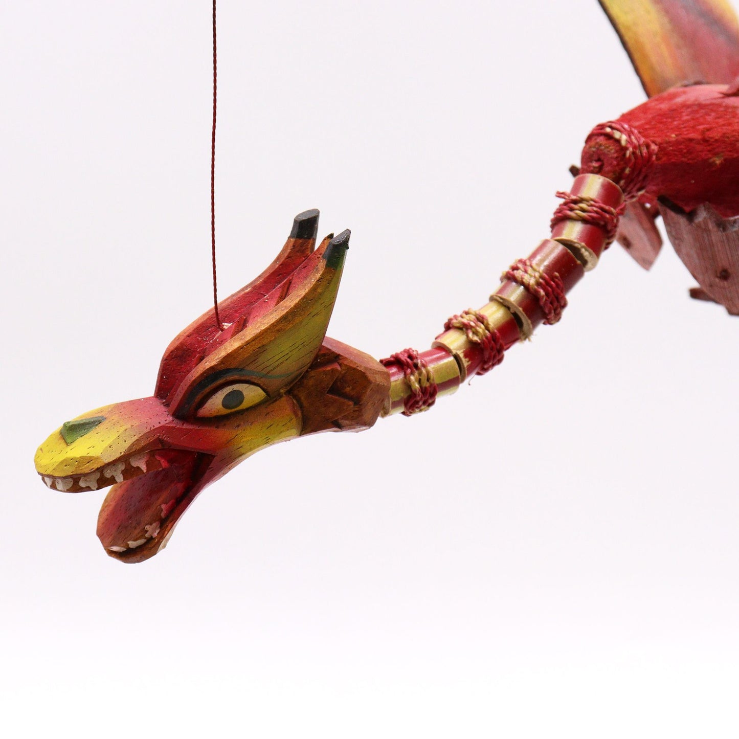 Red Coconut Dragon Wind Chime Mobile 37cm – Handmade in Indonesia | Garden Decoration