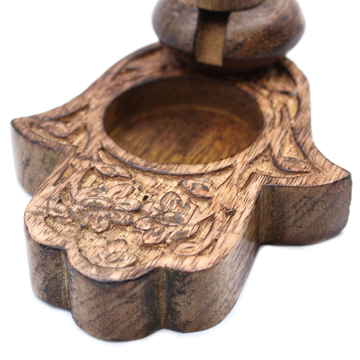 Sm Mango Wood Backflow Incense Burner - Hamsa