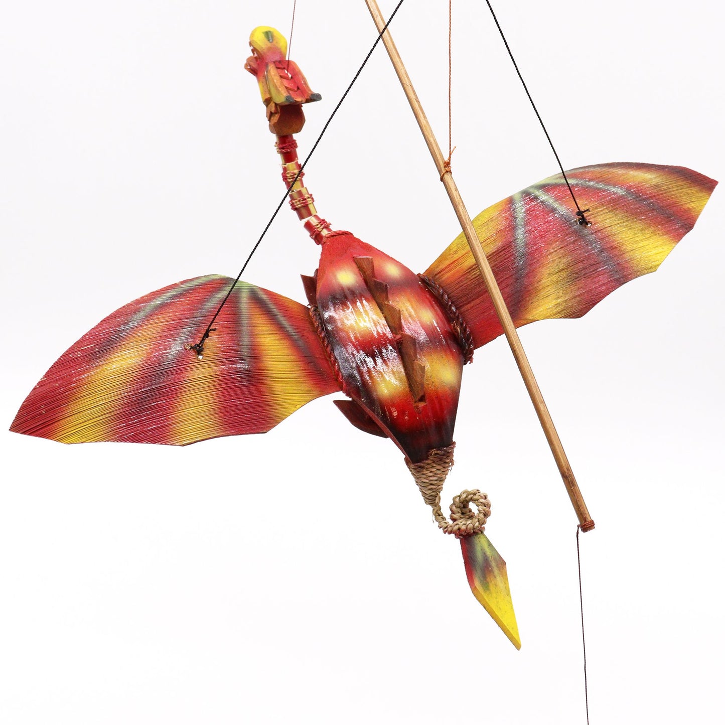 Red Coconut Dragon Wind Chime Mobile 37cm – Handmade in Indonesia | Garden Decoration
