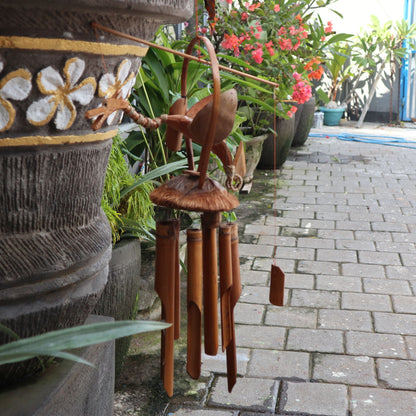 Coconut Dragon Bamboo Wind Chime 115cm – Natural Finish | Handmade Garden Decoration