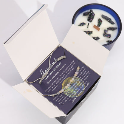 Zodiac Crystal Candle with Gemstone Bracelet – Gemini | Oriental Tiger's Eye
