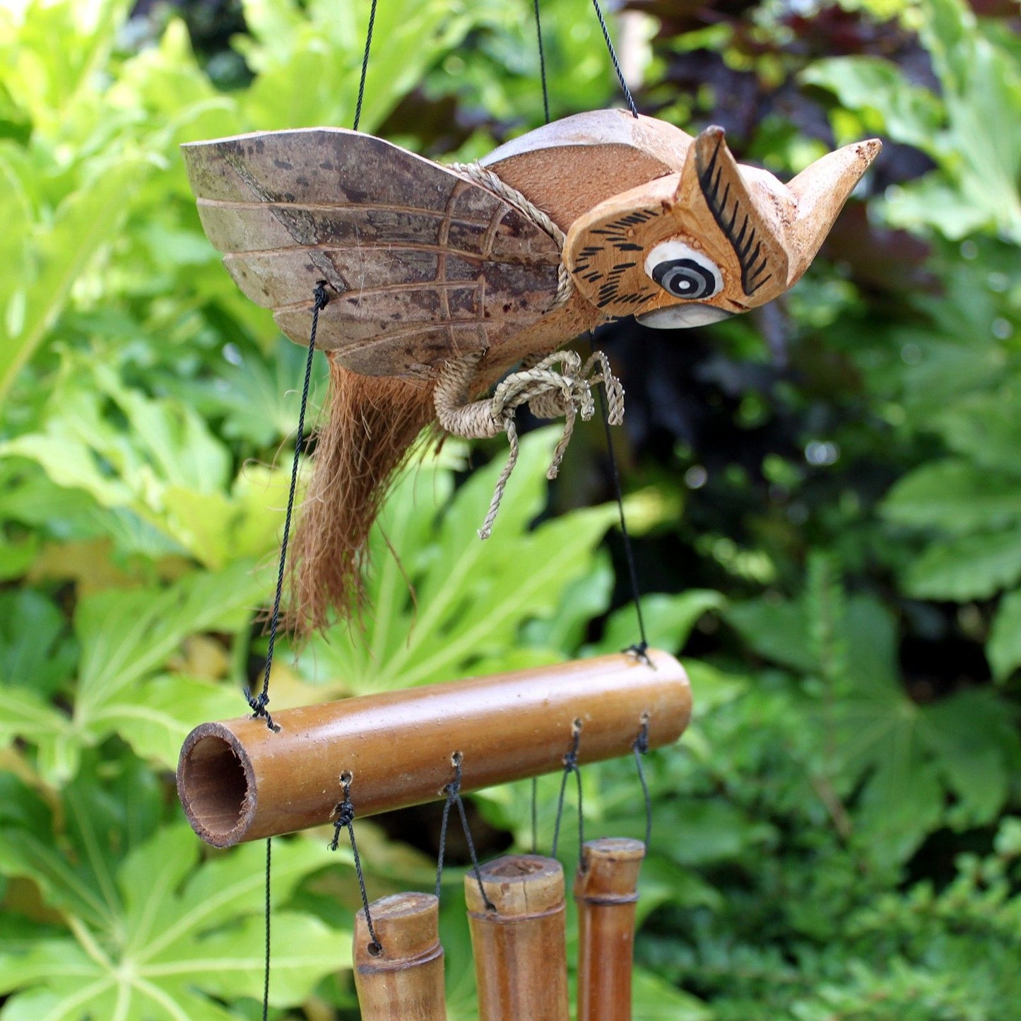 Coconut Owl Wind Chimes – Handmade Natural Garden Decoration