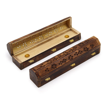 Incense Gift Set | Mango Wood Elephant Box Burner & 5x Nag Champa