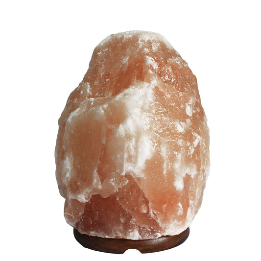 Natural Himalayan Salt Lamp with Wooden Base – 3–5kg