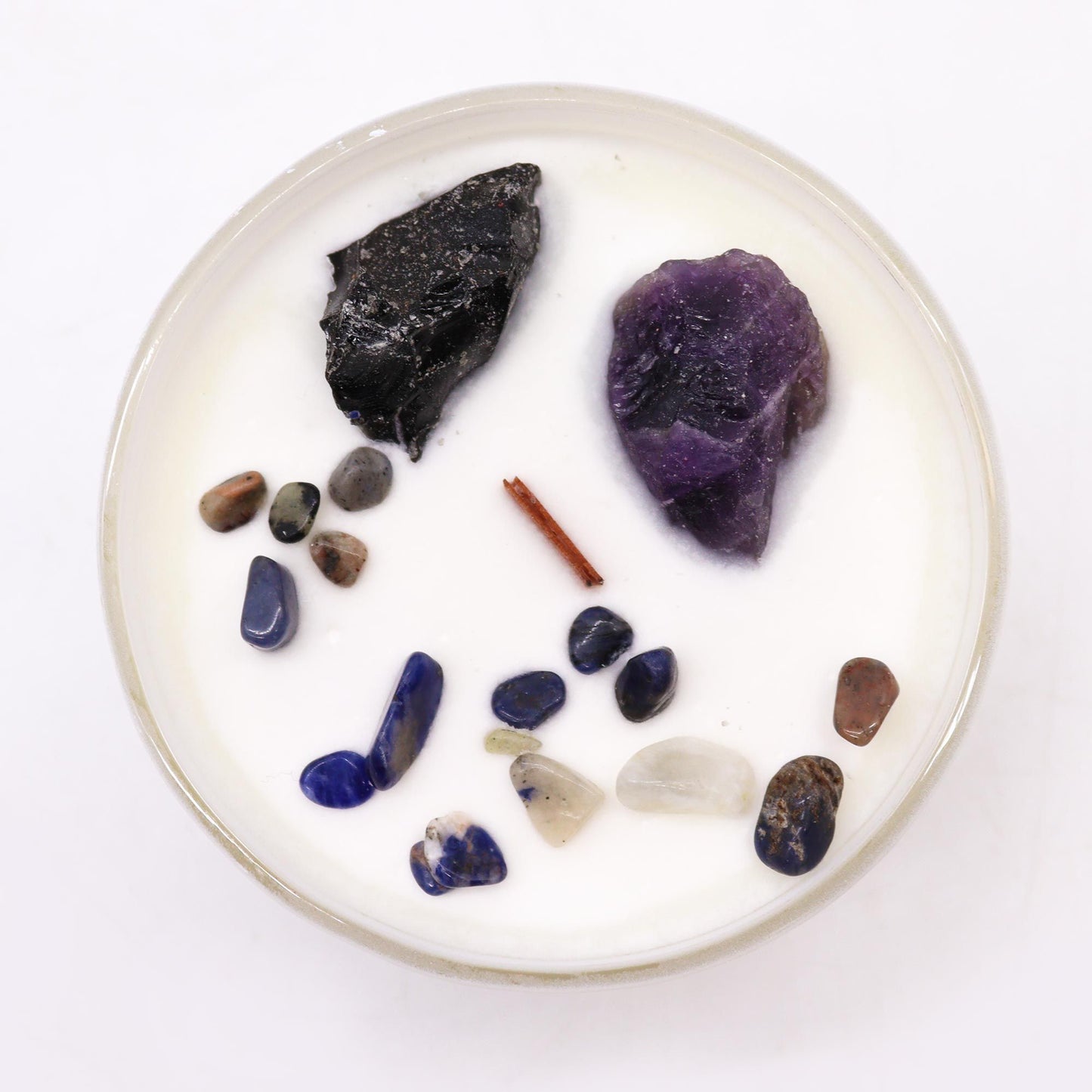 Chakra Crystal Candle – Solar Plexus Chakra | Amethyst, Black Agate & Deep in the Forest