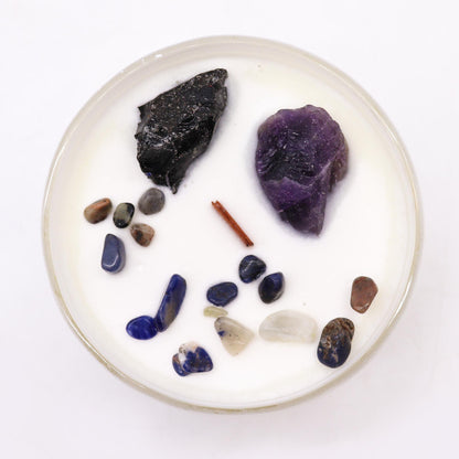 Chakra Crystal Candle – Solar Plexus Chakra | Amethyst, Black Agate & Deep in the Forest