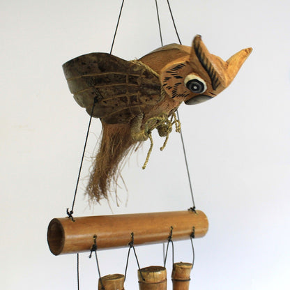 Coconut Owl Wind Chimes – Handmade Natural Garden Decoration