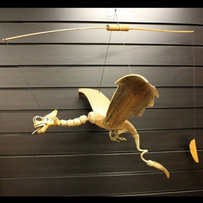 Large Natural Coconut Dragon Wind Chime Mobile 46cm – Handmade in Indonesia | Garden Decoration