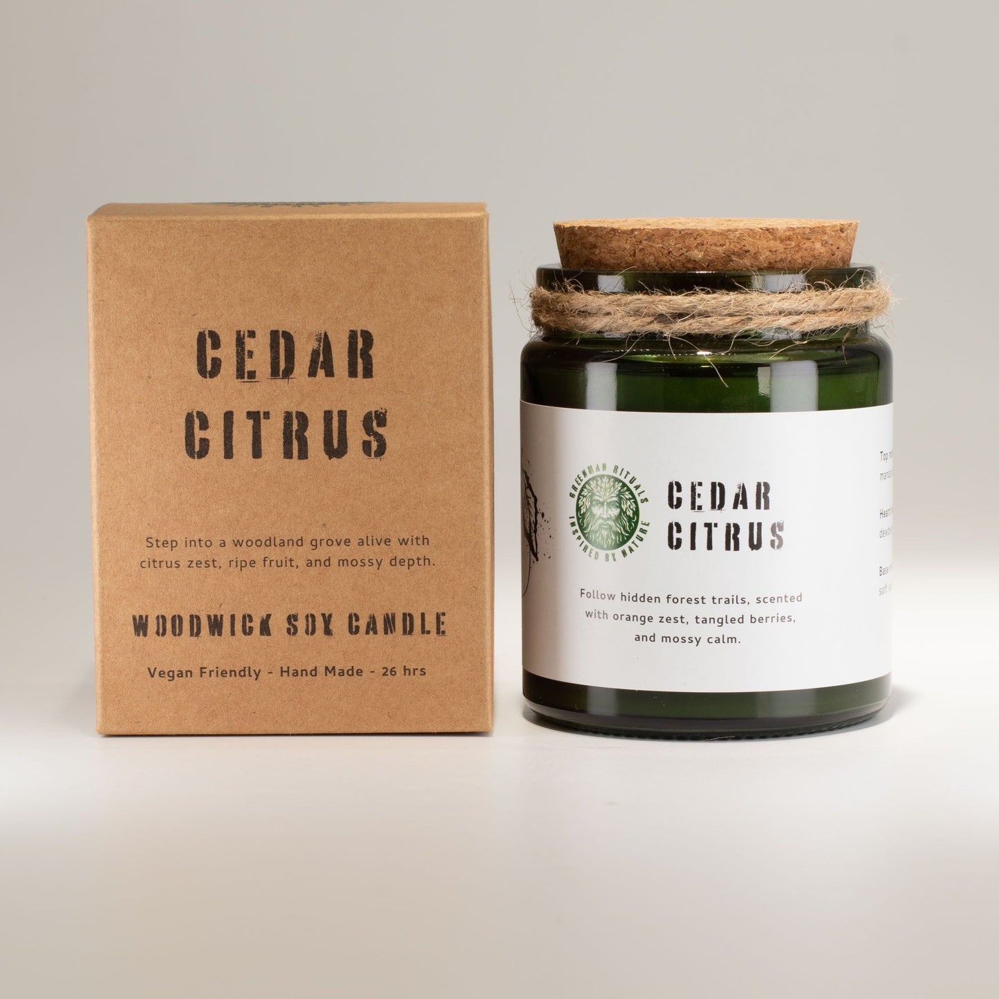 Greenman Rituals Woodwick Soy Candle – Cedar Citrus