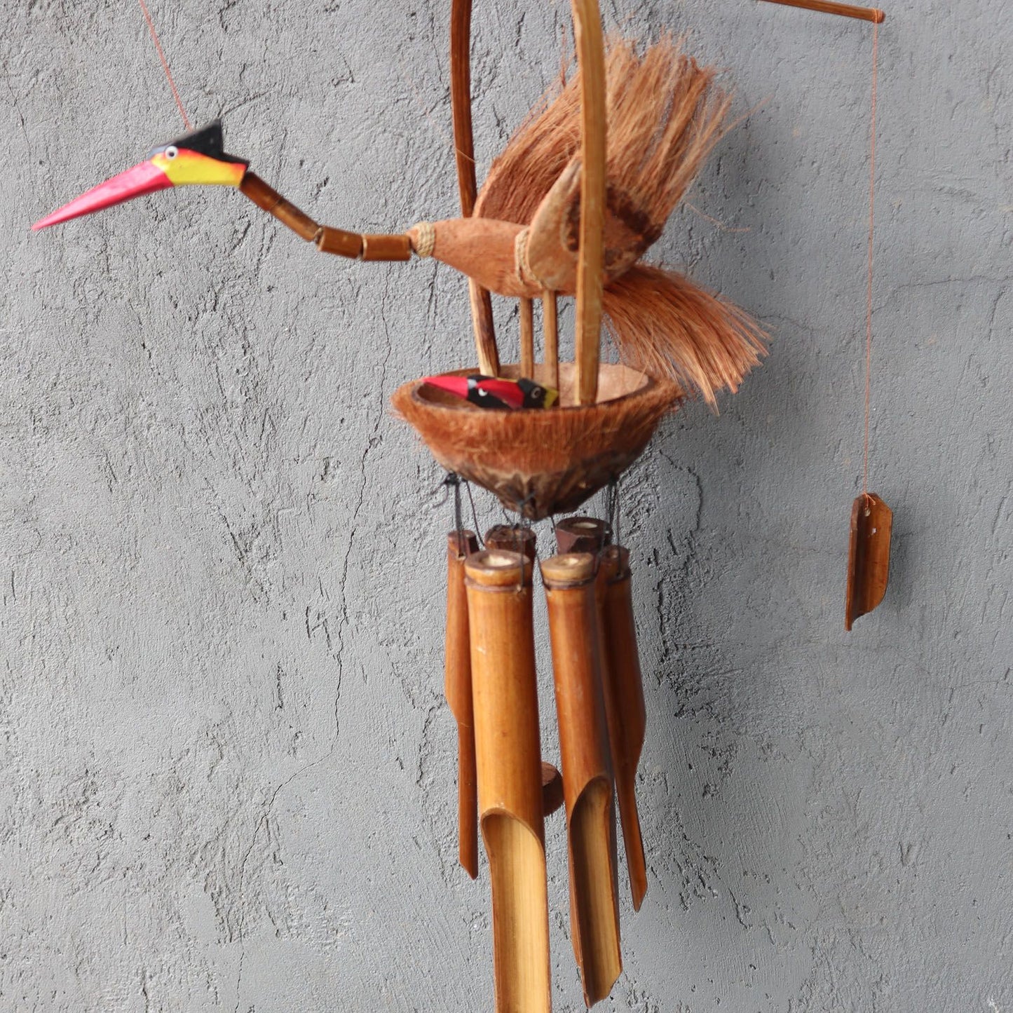 Mother & Chicks Bamboo Wind Chime – Natural Finish | Handmade Gift for Mum