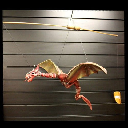 Large Red Coconut Dragon Wind Chime Mobile 46cm – Handmade in Indonesia | Garden Decoration