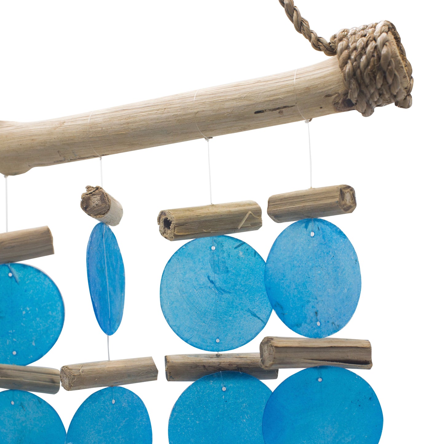 Blue Driftwood Chime – Handmade Capiz Shell & Driftwood