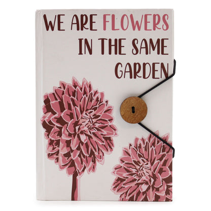 Small Notebook with Strap – We Are Flowers in the Same Garden