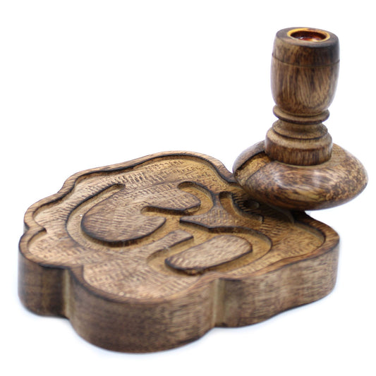 Sm Mango Wood Backflow Incense Burner - Ohm
