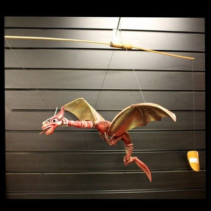 Large Red Coconut Dragon Wind Chime Mobile 46cm – Handmade in Indonesia | Garden Decoration