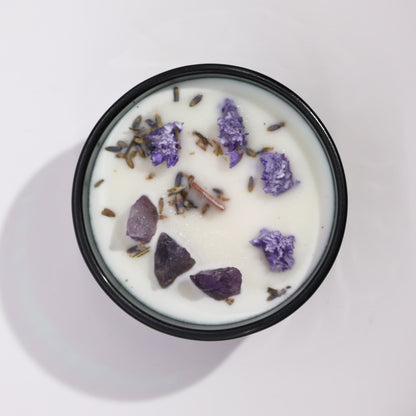 Hop Hare Crystal Magic Flower Candle – The Moon | Amethyst & Lavender Hills