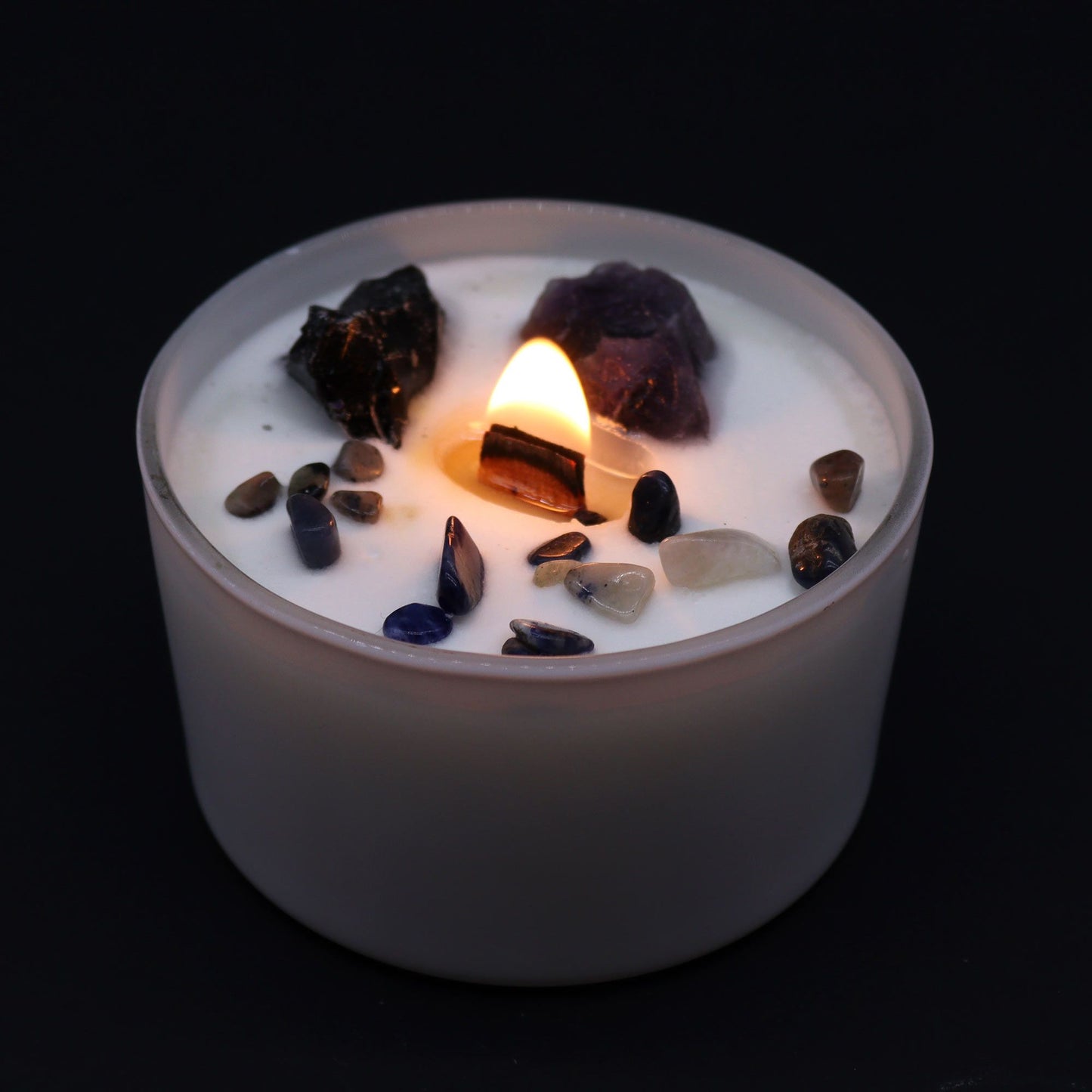 Chakra Crystal Candle – Solar Plexus Chakra | Amethyst, Black Agate & Deep in the Forest