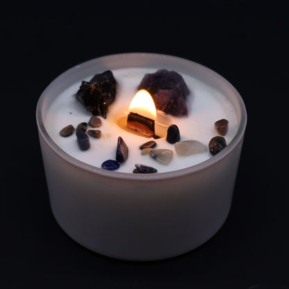 Chakra Crystal Candle – Solar Plexus Chakra | Amethyst, Black Agate & Deep in the Forest