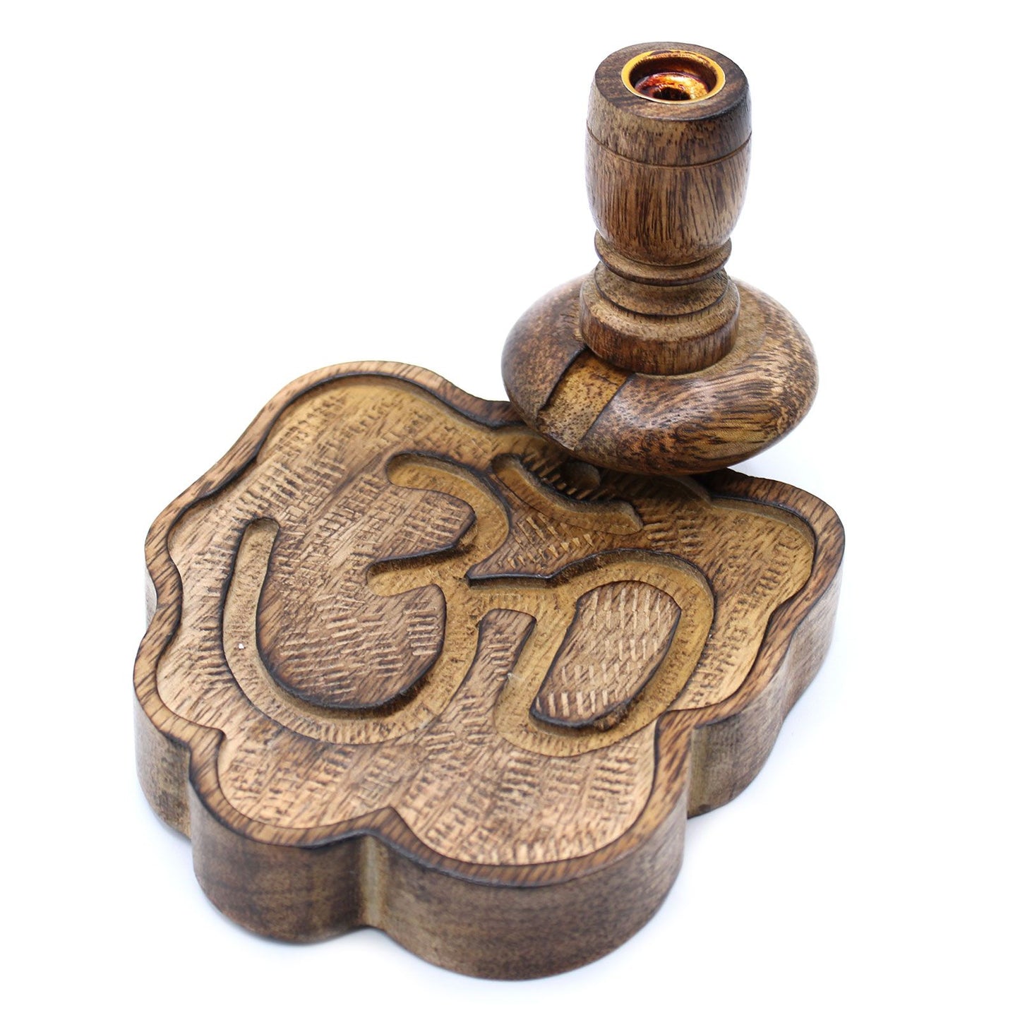 Sm Mango Wood Backflow Incense Burner - Ohm