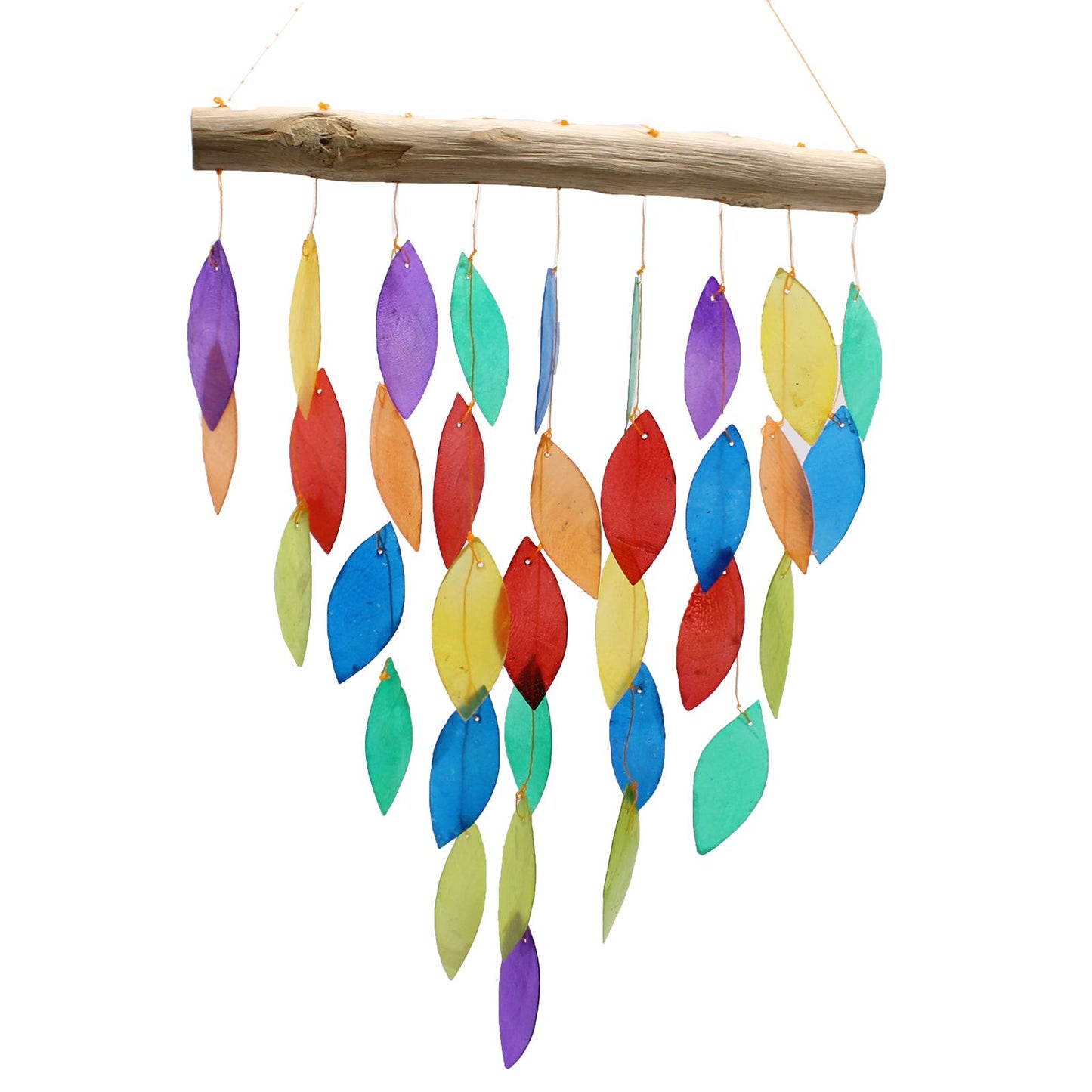 Rainbow Leaf Capiz Chime – Handmade Capiz Shell & Driftwood