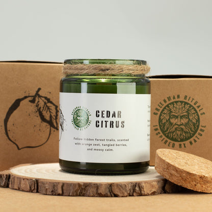 Greenman Rituals Woodwick Soy Candle – Cedar Citrus