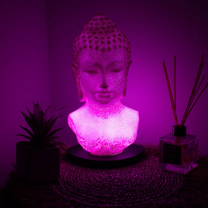 Buddha Bust Lamp – Cherry Crackle | Oval Stand