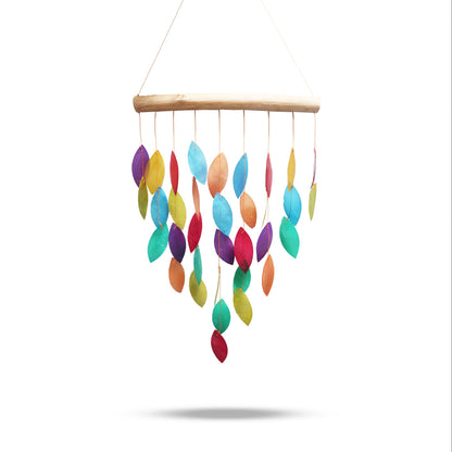 Rainbow Leaf Capiz Chime – Handmade Capiz Shell & Driftwood