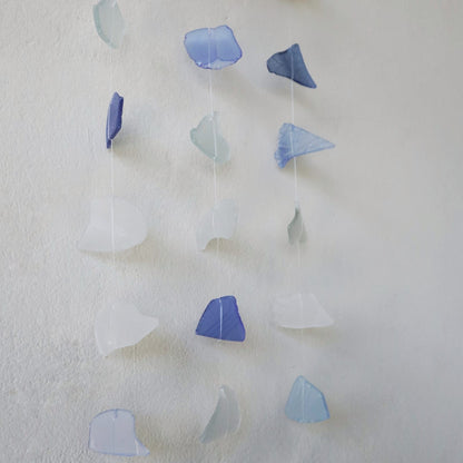 Driftwood Three Drop Sea Glass Chime – Blue & White