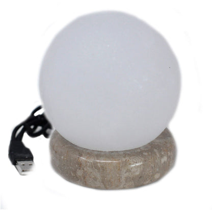 USB White Himalayan Salt Lamp – Ball | 9cm | Random Colour Selection