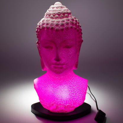 Buddha Bust Lamp – Cherry Crackle | Oval Stand