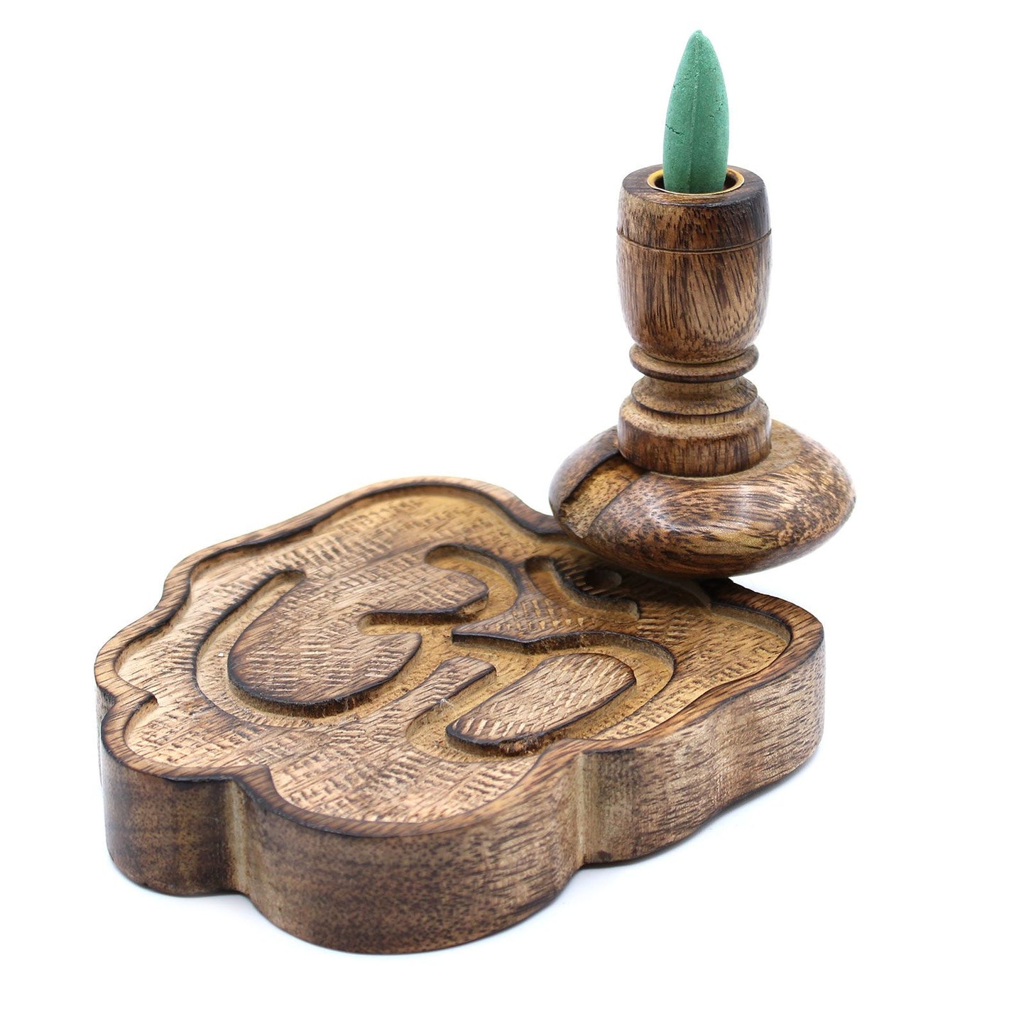 Sm Mango Wood Backflow Incense Burner - Ohm