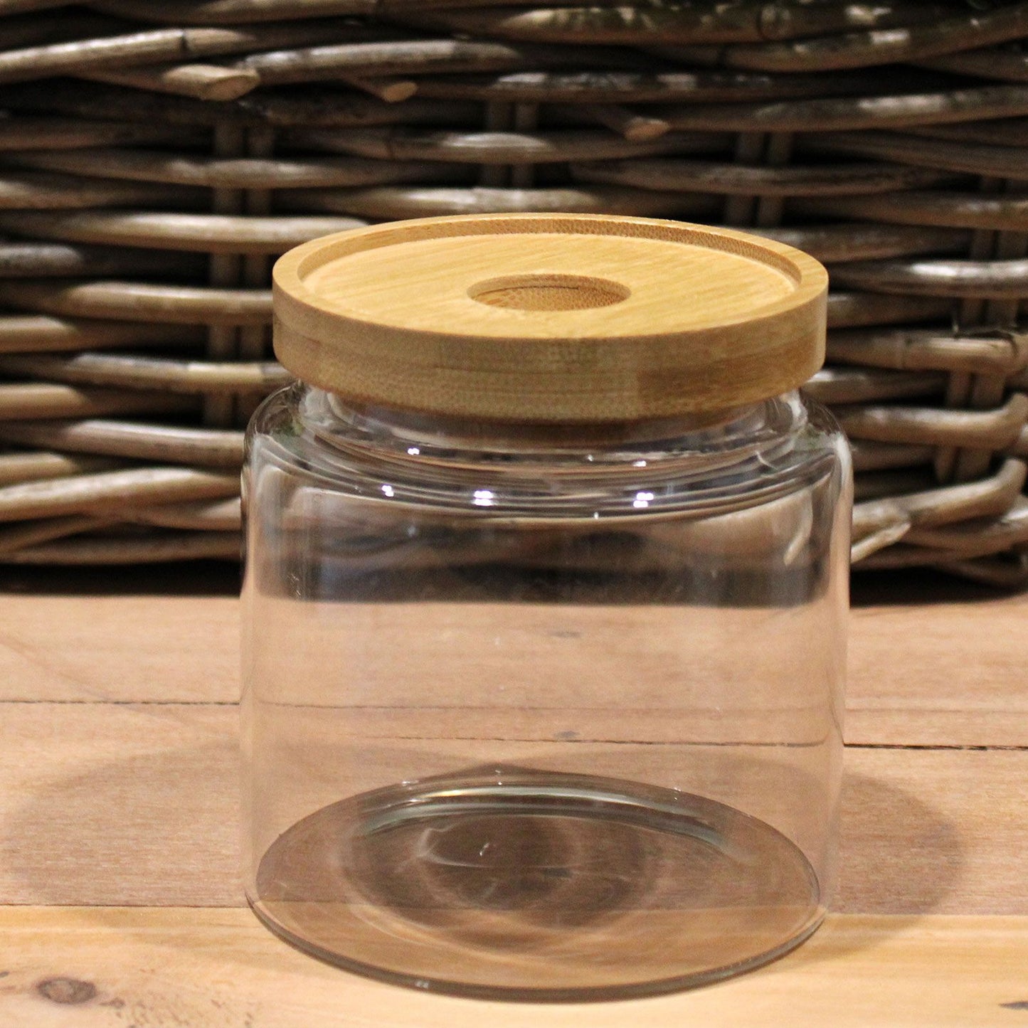Clear Glass Jar with Bamboo Lid - 10cm
