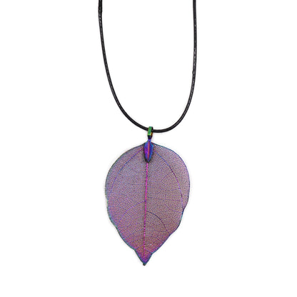 Bravery Leaf Necklace – Multicoloured | Real Leaf Electroplated Pendant