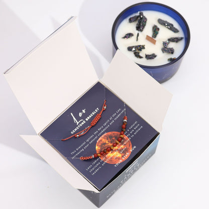 Zodiac Crystal Candle with Gemstone Bracelet – Leo | Frosted Citrine & Ginger