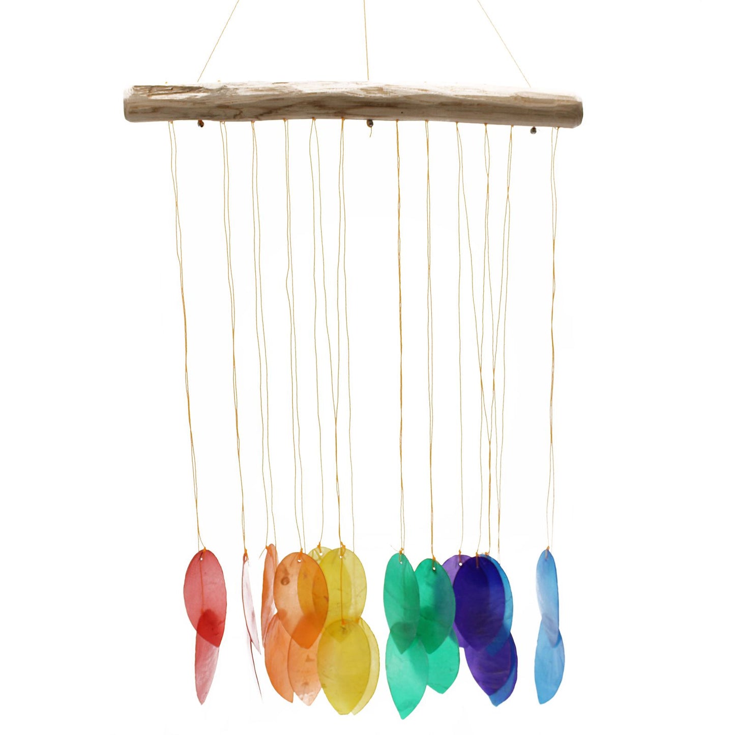 Rainbow Large Leaf Capiz Chime – Handmade Capiz Shell & Driftwood
