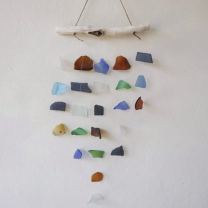 Driftwood & Sea Glass Five String Hanging – Multicolour
